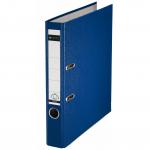 In the photo, there are ten ACCO Brands Lever Arch Files. Each one has the brand name Leitz 180 printed on the front cover. They are made of polypropylene and are A4 size, with a spine width of 52mm. The files are a vibrant blue color and are neatly stacked on top of each other. The covers have a glossy finish and are slightly transparent, allowing the viewer to see the documents inside. The files appear sturdy and well-constructed, with the Leitz logo embossed on the spine.