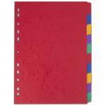 Elba Coloured Pressboard Dividers A4 Euro Punched 10 Part 400007513 20168HB