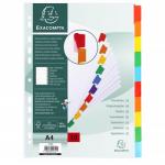 Exacompta Divider 10 Part A4 160gsm Card White with Coloured Mylar Tabs 20462EX