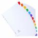 Exacompta Index 1-12 A4 Extra Wide 160gsm Card White with Coloured Plastic Tabs - 4112E 20469EX