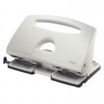 This image shows four hole punches from ACCO Brands Leitz line. Made of metal, the punches have a grey color and can punch up to 40 sheets at once.