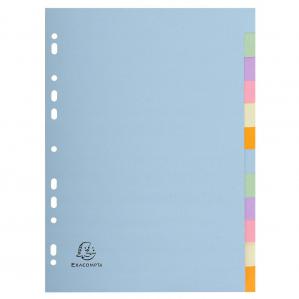 Exacompta Forever Recycled Divider 12 Part A4 170gsm Card Assorted
