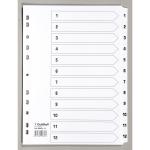 Exacompta Index 1-12 A4 160gsm Card White with White Mylar Tabs - MWD1-12Z 20574EX