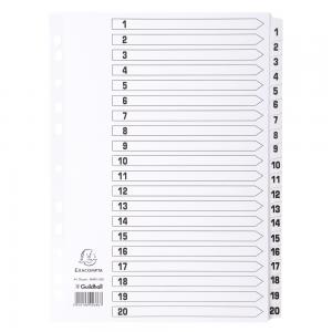 Photos - File Folder / Lever Arch File Exacompta Index 1-20 A4 160gsm Card White with White Mylar Tabs  