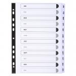 Exacompta Index Jan-Dec A4 160gsm Card White with White Mylar Tabs - MWDJ-DZ 20616EX