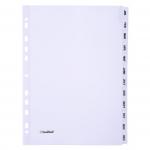 The photo features a set of white, durable dividers with mylar tabs labeled for each month of the year. Perfectly sized for A4 paper, these dividers are made from sturdy 160gsm card.