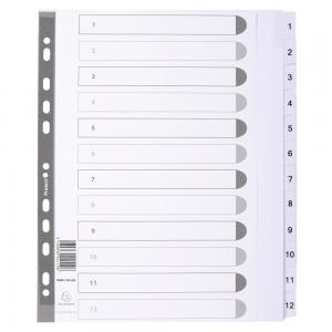 Image of Exacompta Index 1-12 A4 Extra Wide 160gsm Card White with White Mylar