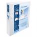 A photo of Exacompta Presentation Binders would show a set of 10 A4+ white ring binders made out of durable polypropylene material. Each binder has 4 D-rings and a 50mm ring size, making them spacious for holding paper documents.