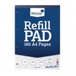 Silvine A4 Refill Pad 5mm Quadrille Squares 160 Pages BlueWhite (Pack 6) - A4RPX 21519SC