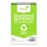 Silvine Recycled 125x200mm Wirebound Card Cover Reporters Shorthand Notebook Ruled 160 Pages Green (Pack 12) - RE160 21568SC