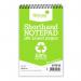 Silvine Recycled 125x200mm Wirebound Card Cover Reporters Shorthand Notebook Ruled 160 Pages Green (Pack 12) - RE160 21568SC