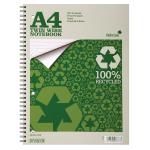 Silvine A4 Wirebound Card Cover Notebook Recycled 104 Pages Green (Pack 12) - TWRE80 21603SC