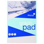 Silvine A4 Graph Pad 1/5/10mm 90gsm 50 Sheets White/Blue Grided Paper (Pack 12) - A4GP 21652SC