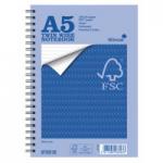 Silvine FSC A5 Wirebound Card Cover Notebook Ruled 160 Pages Blue (Pack 5) - FSCTWA5 21715SC