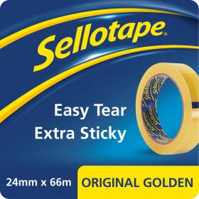 Sellotape Original Easy Tear Extra Sticky Golden Tape 24mm x 66m (Pack 6) - 2974501 22420HK