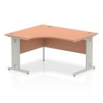 Dynamic Impulse 1400mm Left Hand Crescent Desk Beech Top Silver Cable Managed Leg I003842 22737DY