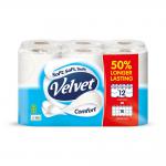 Velvet Comfrt Toilet Rolls XL WT PK12