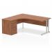 Dynamic Impulse 1800mm Left Crescent Desk Walnut Top Silver Cantilever Leg Workstation 600mm Deep Desk High Pedestal Bundle I000543 22971DY