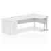 Dynamic Impulse 1800mm Right Crescent Desk White Top Silver Cantilever Leg Workstation 800mm Deep Desk High Pedestal Bundle I000578 23132DY