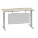 Air Modesty 1400 x 600mm Height Adjustable Office Desk With Cable Ports Grey Oak Finish Silver Frame With Silver Steel Modesty Panel - HA01418 23141DY