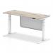 Air Modesty 1600 x 600mm Height Adjustable Office Desk With Cable Ports Grey Oak Finish White Frame With White Steel Modesty Panel - HA01423 23155DY