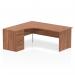 Dynamic Impulse 1800mm Left Crescent Desk Walnut Top Panel End Leg Workstation 600mm Deep Desk High Pedestal Bundle I000591 23195DY