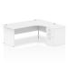 Dynamic Impulse 1800mm Right Crescent Desk White Top Panel End Leg Workstation 600mm Deep Desk High Pedestal Bundle I000602 23244DY