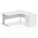 Dynamic Impulse 1600mm Right Crescent Desk White Top Silver Cable Managed Leg Workstation 600mm Deep Desk High Pedestal Bundle I000646 23440DY