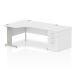 Dynamic Impulse 1600mm Left Crescent Desk White Top Silver Cable Managed Leg Workstation 800mm Deep Desk High Pedestal Bundle I000658 23496DY