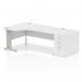 Dynamic Impulse 1800mm Left Crescent Desk White Top Silver Cable Managed Leg Workstation 800mm Deep Desk High Pedestal Bundle I000662 23524DY