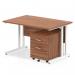 Impulse Cantilever Straight Office Desk W1200 x D800 x H730mm Walnut Finish White Frame With 2 Drawer Mobile Pedestal - I003906 23540DY