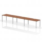 Dynamic Evolve Plus 1600mm Single Row 3 Person Desk Walnut Top Silver Frame BE407 23549DY