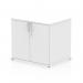 The picture shows a sleek white desk high cupboard, part of the Dynamic Impulse line, with a depth of 600mm. The cupboard has a dynamic and modern design, perfect for any office space.