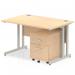 Impulse Cantilever Straight Office Desk W1200 x D800 x H730mm Maple Finish Silver Frame With 2 Drawer Mobile Pedestal - MI000962 23862DY