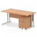 Impulse Cantilever Straight Office Desk W1600 x D800 x H730mm Oak Finish Silver Frame With 2 Drawer Mobile Pedestal - MI000968 23904DY