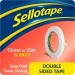 Sellotape Double Sided Tape with Strong Adhesive on Both Sides - Easy Tearing and Removable Backing Paper 12mm x 33m (Pack 8) - 1589241 24268HK