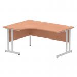 Dynamic Impulse 1600mm Left Crescent Desk Beech Top Silver Cable Managed Leg I000472 24347DY