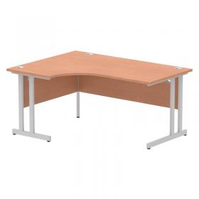 Dynamic Impulse 1600mm Left Crescent Desk Beech Top Silver Cable Managed Leg I000472 24347DY