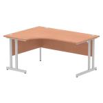 Dynamic Impulse 1600mm Left Crescent Desk Beech Top Silver Cable Managed Leg I000472 24347DY
