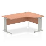 Dynamic Impulse 1600mm Right Crescent Desk Beech Top Silver Cable Managed Leg I000473 24354DY