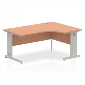 Dynamic Impulse 1600mm Right Crescent Desk Beech Top Silver Cable Managed Leg I000473 24354DY