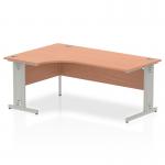 Dynamic Impulse 1800mm Left Crescent Desk Beech Top Silver Cable Managed Leg I000474 24361DY