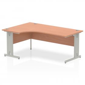 Dynamic Impulse 1800mm Left Crescent Desk Beech Top Silver Cable Managed Leg I000474 24361DY