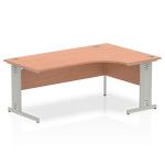 Dynamic Impulse 1800mm Right Crescent Desk Beech Top Silver Cable Managed Leg I000475 24368DY