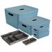 Inabox Designer Storage Boxes With Lids and Trays Small Value Pack (2 x 5L & 1 x 19L & 1 x 28L & 1 x Small & 1 x Large Tray) Cactus Blue - H-I60661 24380HL