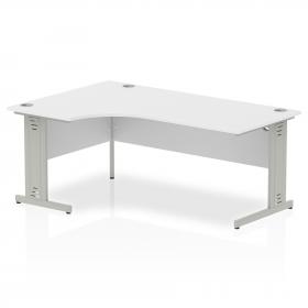 Dynamic Impulse 1800mm Left Crescent Desk White Top Silver Cable Managed Leg I000493 24389DY