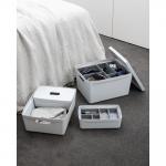 Inabox Designer Storage Boxes With Lids and Trays Small Value Pack (2 x 5L & 1 x 19L & 1 x 28L & 1 x Small & 1 x Large Tray) Windmill White - H-I60647 24408HL