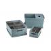 Inabox Designer Storage Boxes With Lids and Trays Small Value Pack (2 x 5L & 1 x 19L & 1 x 28L & 1 x Small & 1 x Large Tray) Cottage Blue - H-I60649 24422HL