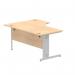 Dynamic Impulse 1600mm Left Crescent Desk Maple Top Silver Cable Managed Leg I000529 24431DY