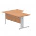 Dynamic Impulse 1600mm Left Crescent Desk Oak Top Silver Cable Managed Leg I000863 24459DY